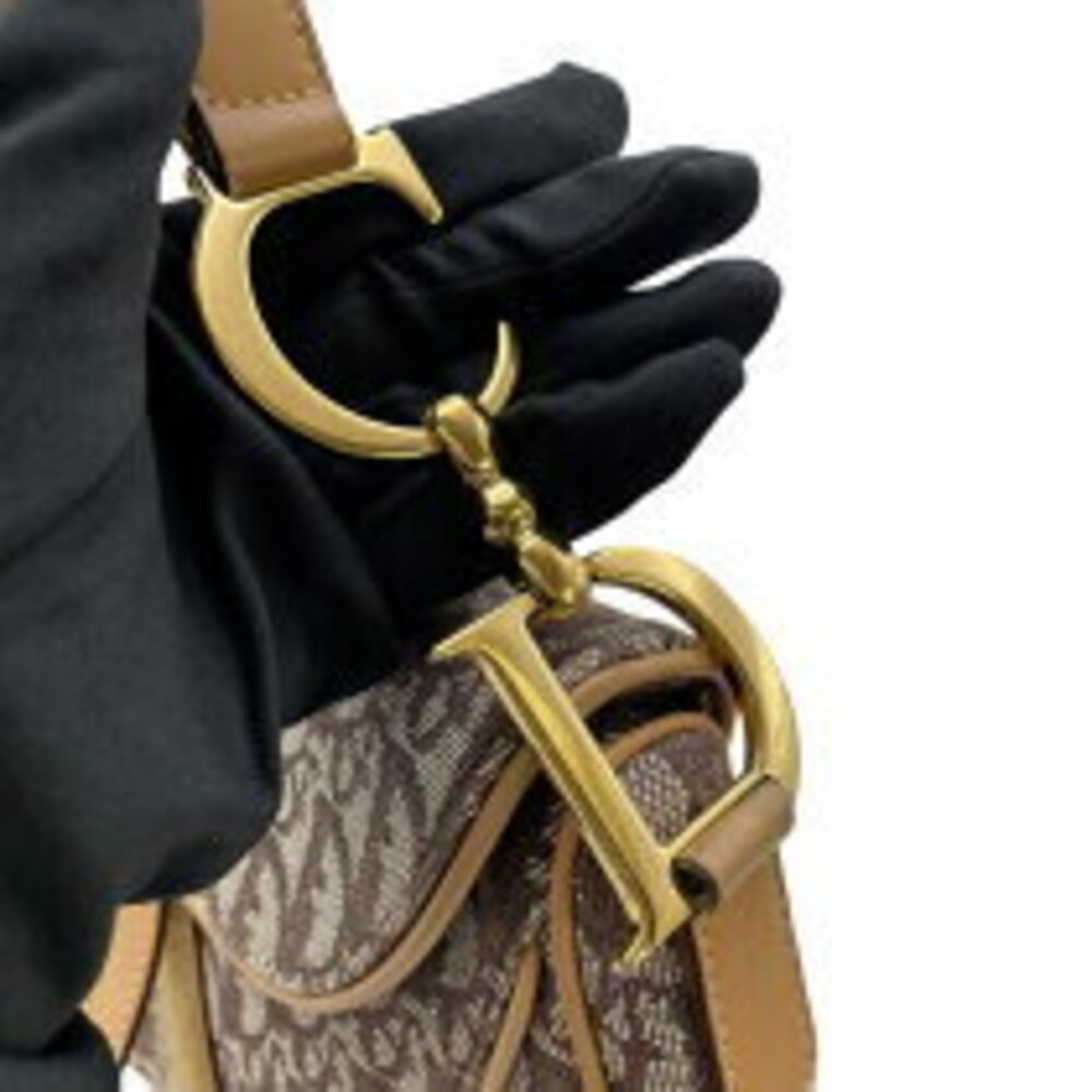 Dior Bag Brown Canvas Saddle Christian Hardware Shoulder Trotter - Picture 9 of 11